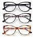Autojouls 3Pack Reading Glasses for WomenOprah Style Frame Spring Hinge Clear Lens Readers Glasses 3 Colors Mix Black GrayTortoise YellowTortoise 125 x - Image 1