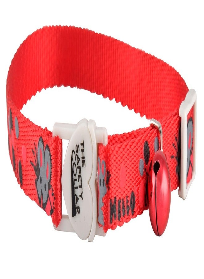 Jeffers Pet Cat Collar with Bell - Durable Breakaway Plastic Buckle Safety Collar for Kittens & Adult Cats, Adjustable Single-Ply Nylon, Indoor & Outdoor Use - Hello Mouse Design, Red - Image 1