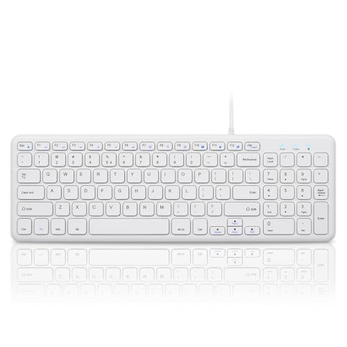 Perixx PERIBOARD-213W Wired Quiet USB Scissor Keyboard - 14.45x4.76x0.70 Inches - Compact Design with Number Pad - White - US English (PERIBOARD-213US) - Image 1