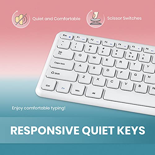 Perixx PERIBOARD-213W Wired Quiet USB Scissor Keyboard - 14.45x4.76x0.70 Inches - Compact Design with Number Pad - White - US English (PERIBOARD-213US) - Image 5