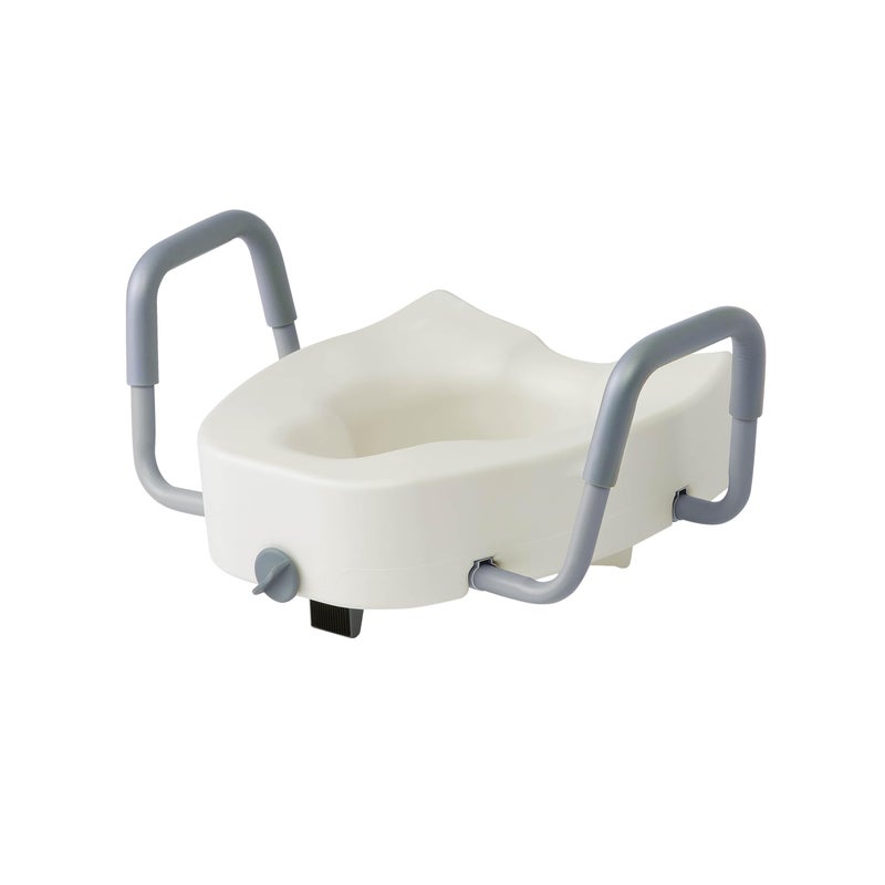 Medline 5" Elongated Raised Toilet Seat, with Lock and Removable Padded Arms- A Medical Seat for Seniors, Elderly, Adults, or Post-Surgery Recovery, 1 Ct. - Image 1