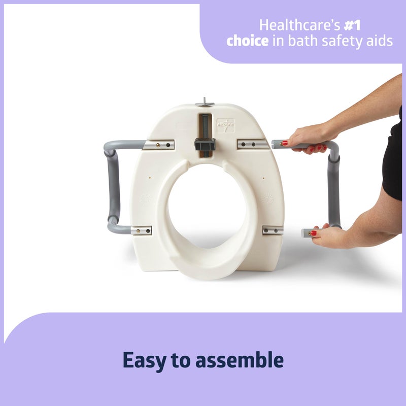 Medline 5" Elongated Raised Toilet Seat, with Lock and Removable Padded Arms- A Medical Seat for Seniors, Elderly, Adults, or Post-Surgery Recovery, 1 Ct. - Image 3