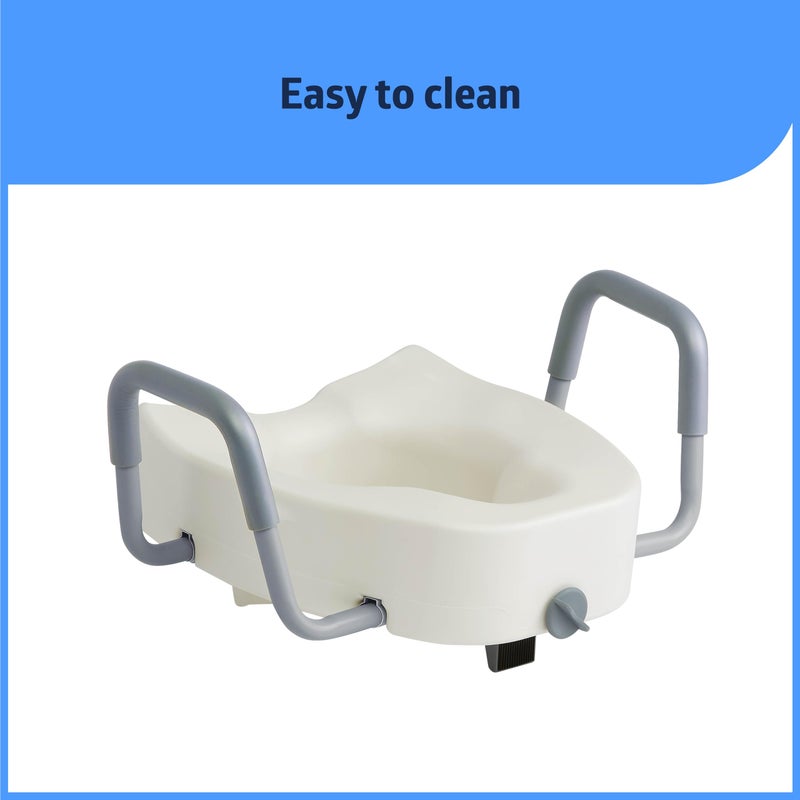 Medline 5" Elongated Raised Toilet Seat, with Lock and Removable Padded Arms- A Medical Seat for Seniors, Elderly, Adults, or Post-Surgery Recovery, 1 Ct. - Image 4