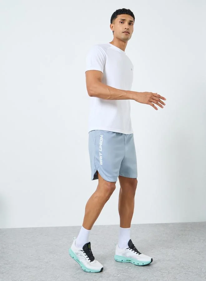 Styli Active Text Print Workout Shorts with Pocket