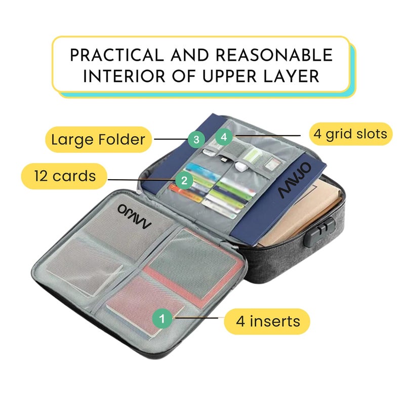 Aavjo A4 Size Document File Folder Storage Bag | Multilayer Docs Organiser with Lock Waterproof - Large (Black) - Image 4