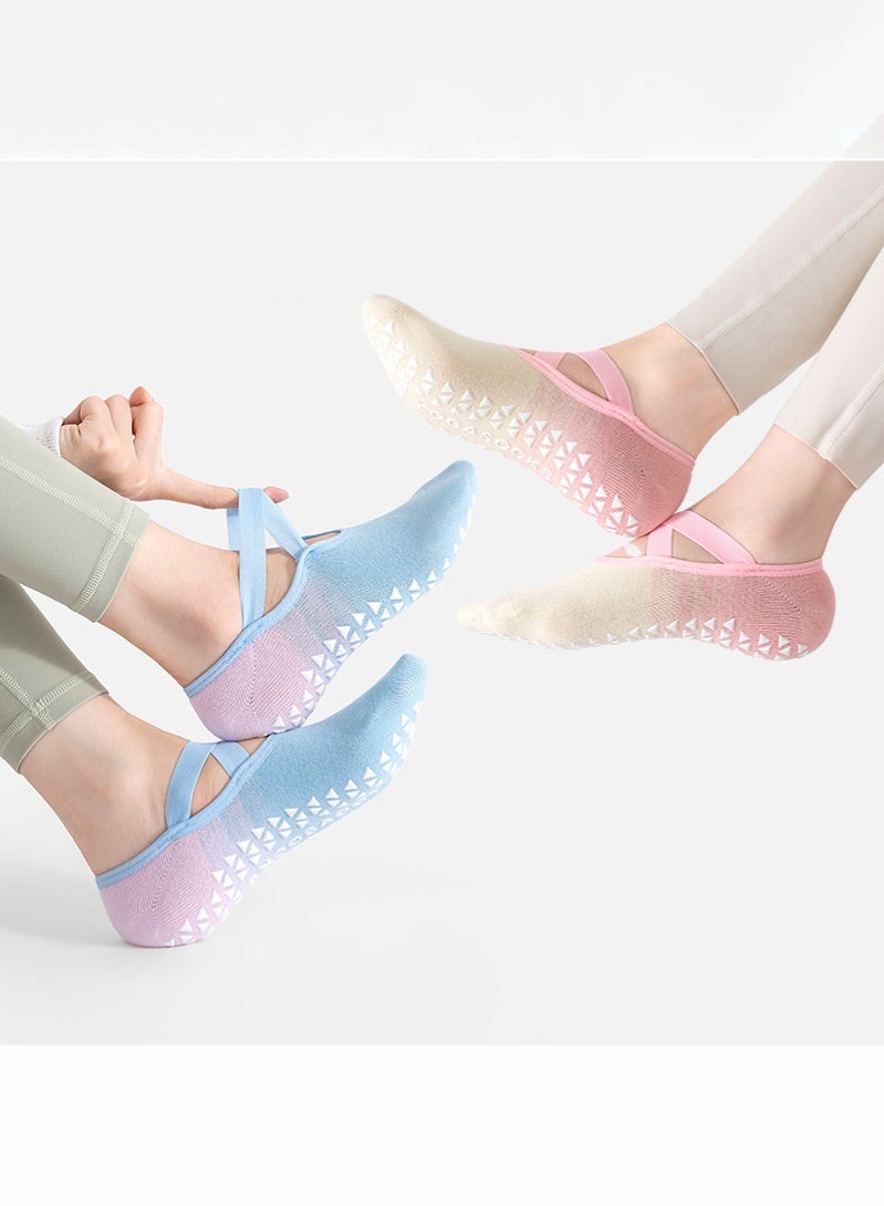 3 Pairs Grippy Non Slip Sock with Straps for Yoga Ballet Dance、Grip Socks Pilates for Women 、yoga socks for women - Image 4