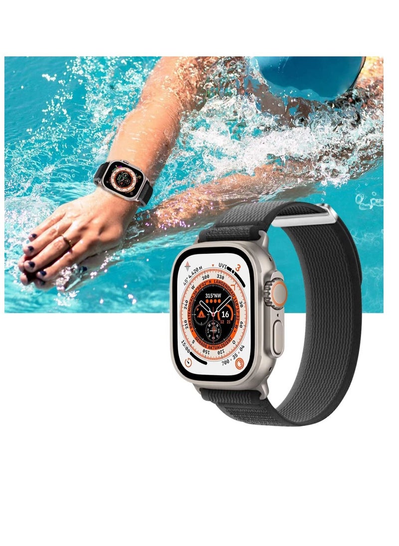 Generic Compatible with Apple Watch Strap 44mm Ultra 49mm 45mm 42mm Replacement Band for iwatch series 8 7 6 SE 5 4 3 2 1 Stretchy Braided Nylon Sport Trail Loop Wristband for Men Women,Black/orange  - Image 2