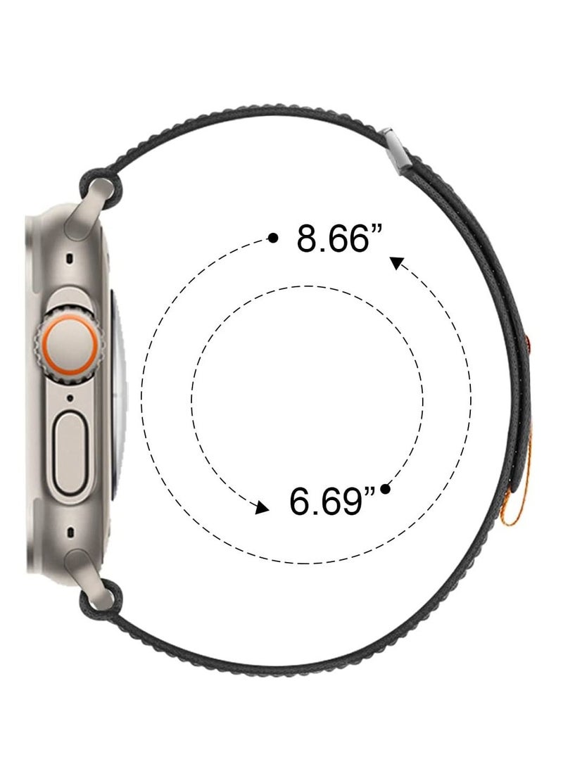Generic Compatible with Apple Watch Strap 44mm Ultra 49mm 45mm 42mm Replacement Band for iwatch series 8 7 6 SE 5 4 3 2 1 Stretchy Braided Nylon Sport Trail Loop Wristband for Men Women,Black/orange  - Image 4
