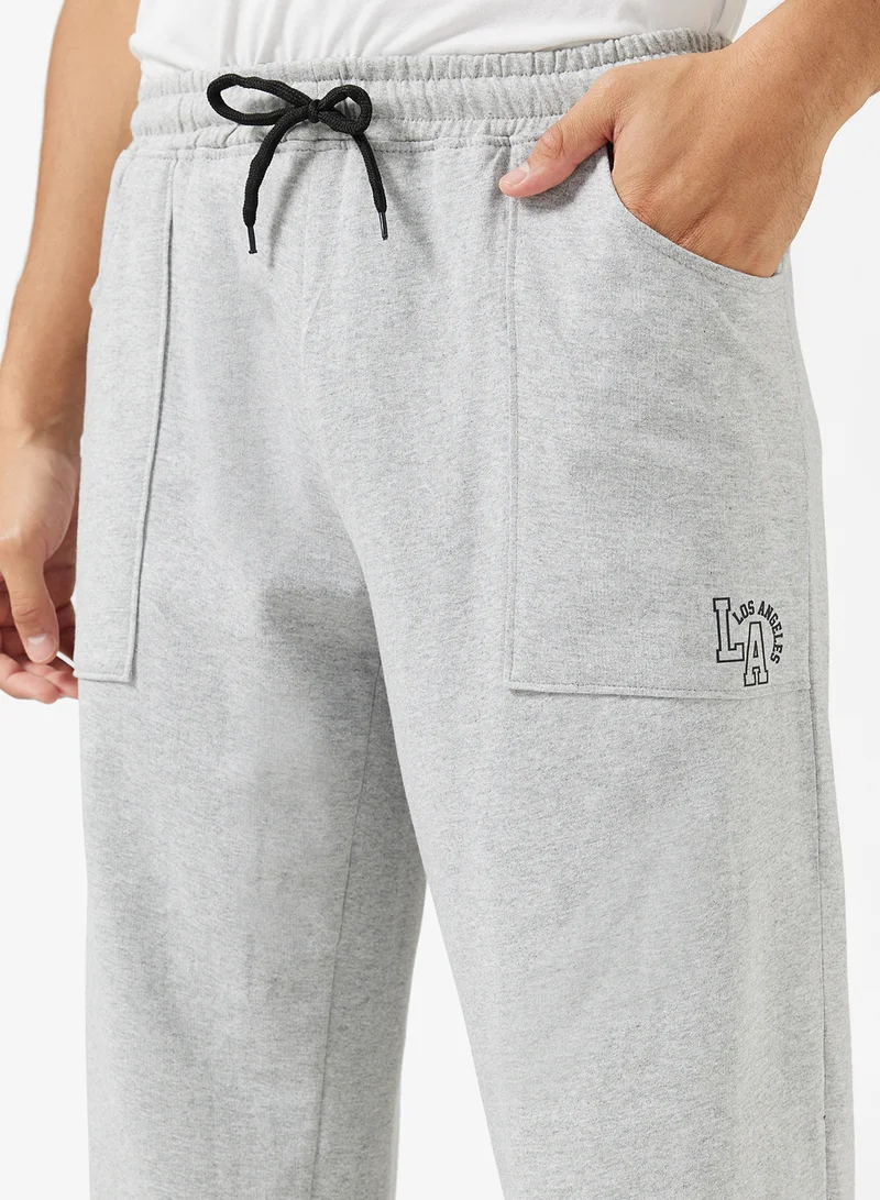 Seventy Five Basics Text Print Open Hem Joggers