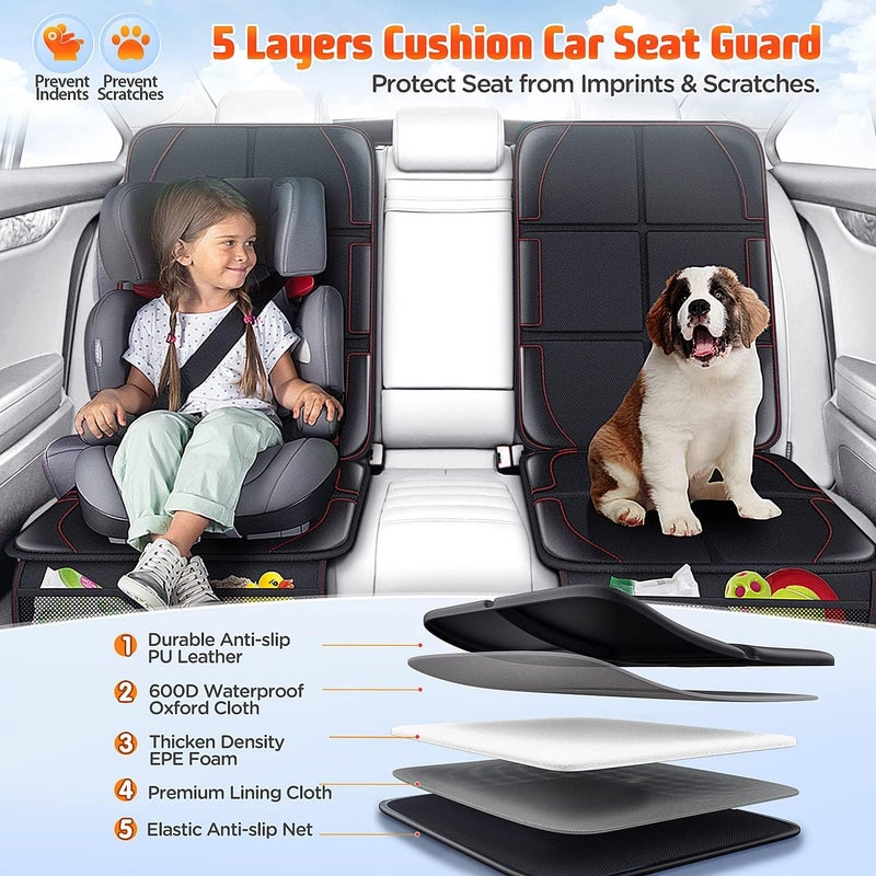 Gimars XL Thick EPE Cushion Car Seat Protector Mat - Pack of 2 Waterproof Child Seat Protectors with Storage Pockets - Image 2