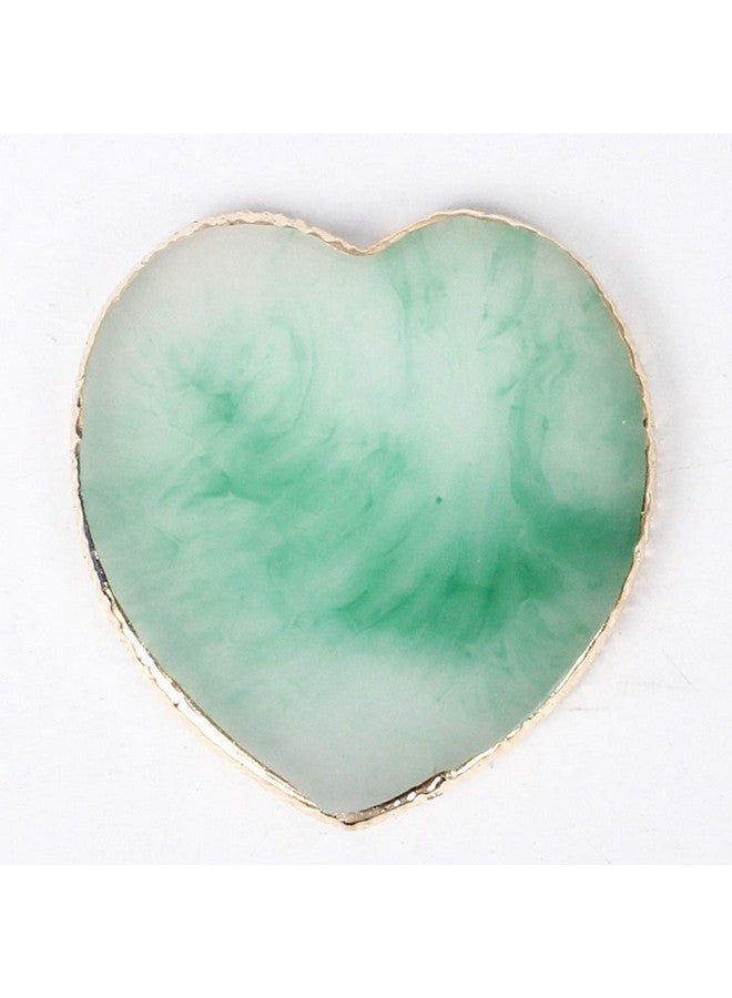 AKOAK 1 Pack Nail Heart Shape Resin Palette Agate Golden Edge Palette Crystal Edge Shooting Prop Palette Works Display Board Tools (Green) - Image 1