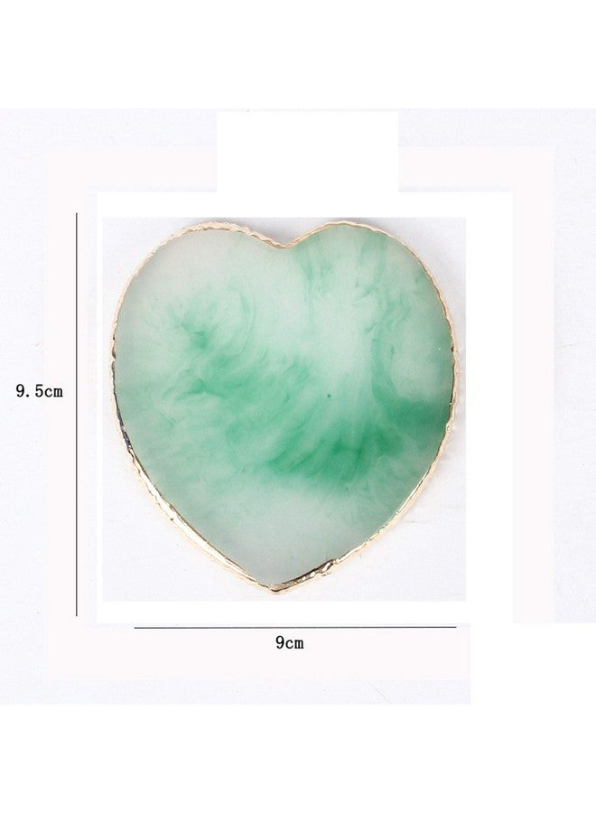 AKOAK 1 Pack Nail Heart Shape Resin Palette Agate Golden Edge Palette Crystal Edge Shooting Prop Palette Works Display Board Tools (Green) - Image 3