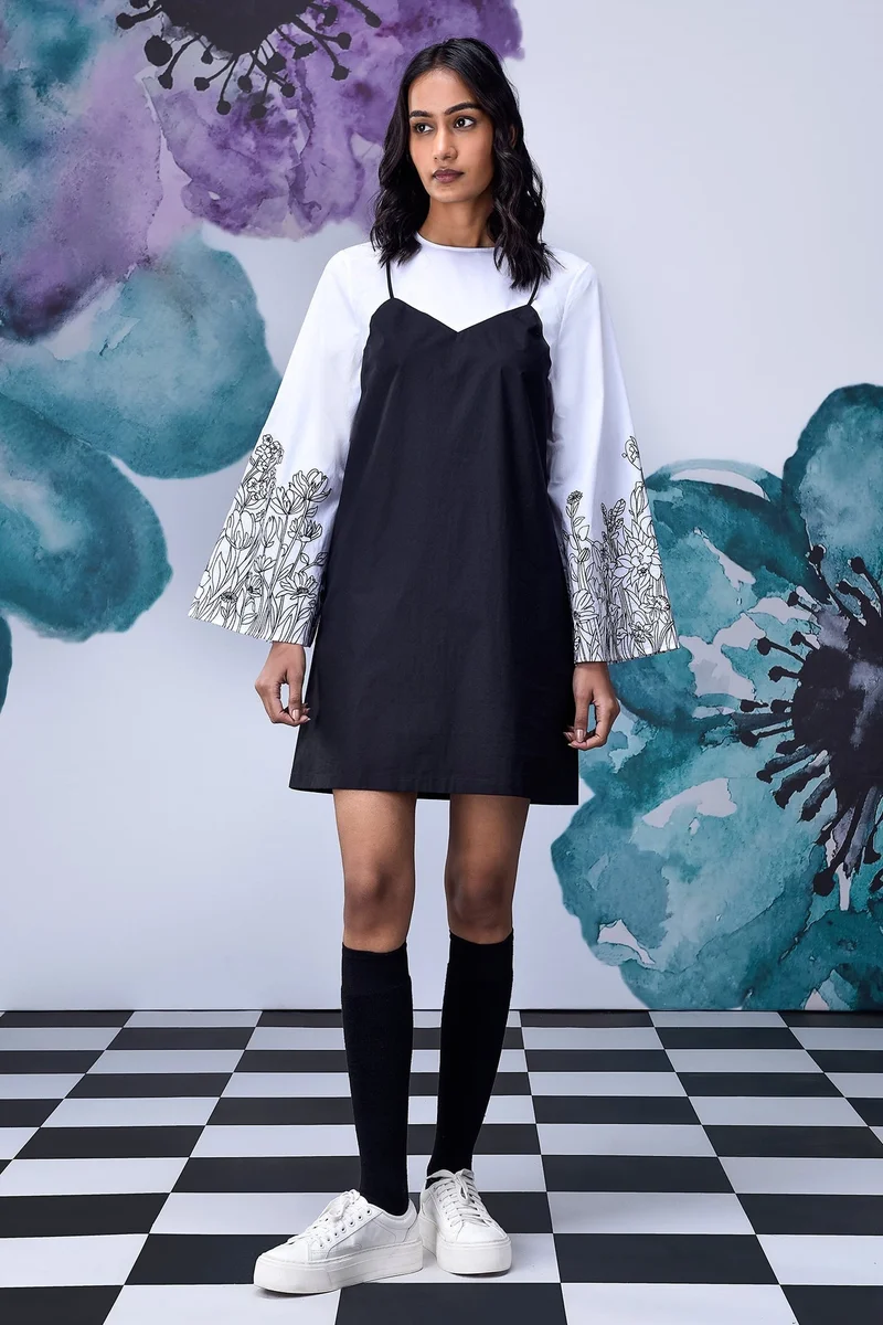 Genes Lecoanet Hemant Black White Layered Relax Fit Dress