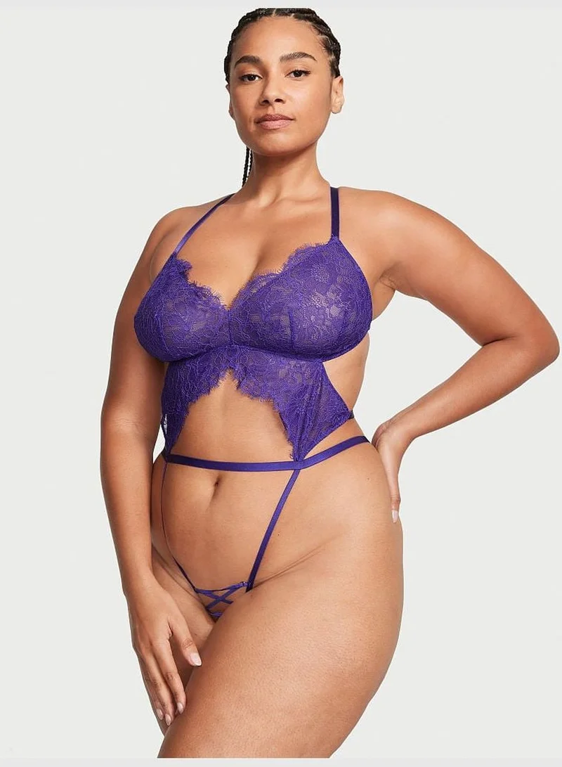 Victoria's Secret Strappy Lace Crotchless Open Back Teddy