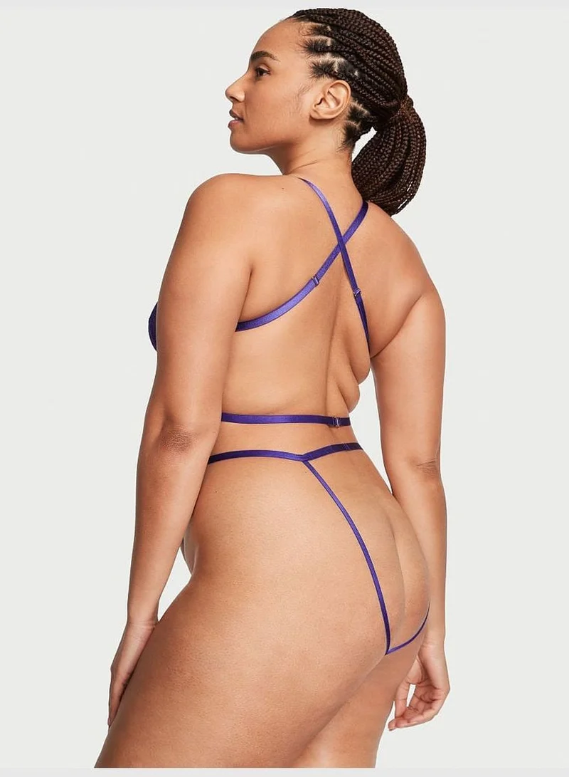Victoria's Secret Strappy Lace Crotchless Open Back Teddy