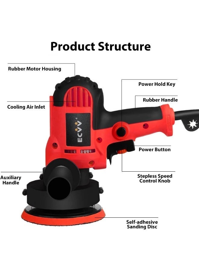 ECVV ECVV Electric Polisher Machine 700W Polishing Machine Adjustable Speed Sander Polish Waxing Tools Car Accessories Furniture Leather Shoes Polishing Tool - Image 2