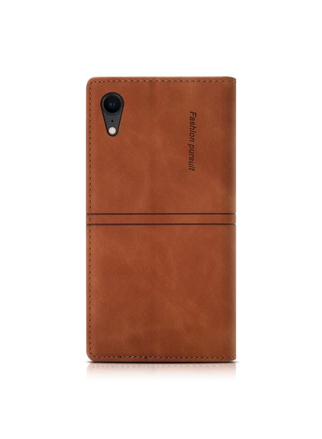 اس-توب جراب لهاتف iPhone XR Dream Magnetic Suction Business من جلد البولي يوريثان مع حامل وفتحة بطاقة ومحفظة - Image 3