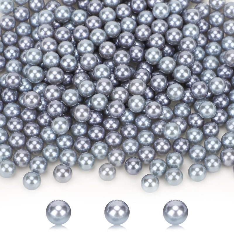 1300Pcs Silver Pearls Bead Suream 8mm031In Round Art Makeup Pearl Faux Vase Filler Pearls for Jewelry Making DIY Crafts Home Decor Wedding Centerpieces Baby Showers Floral Adornment No Hole