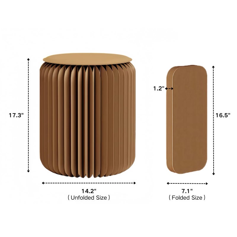 NOONTIDE Folding Stool - 17Inch Home Furniture 660lb Load Capacity Foldable Paper Stool - Eco-Friendly Kraft Paper Honeycomb Design,Foldable to 1.2",Brown Modern Minimalist Stool for Living Room(Brown) - Image 4