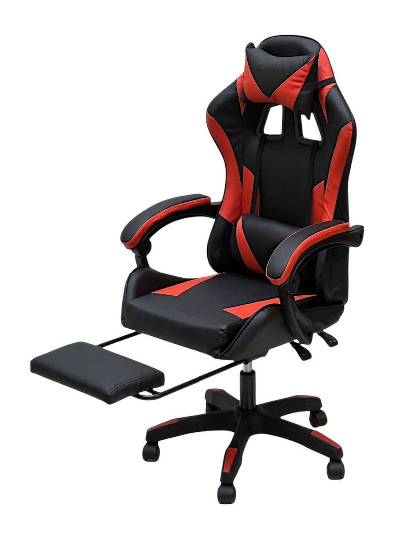 Sabir & Bros Furniture LLC SBF Gaming Chair with Footrest – Ergonomic High Back PU Leather Office & Computer Chair, Adjustable Height, Reclining Backrest, Headrest & Lumbar Support, Red Black - Image 1