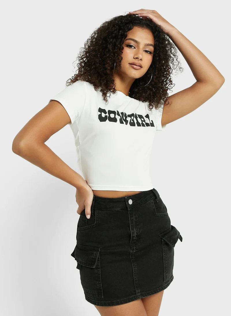 Ginger Slogan Cropped T-Shirt