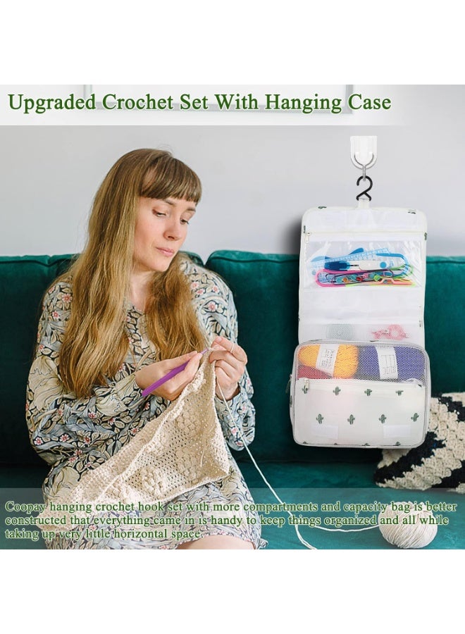 Generic Crochet Kit Beginners Crochet Hook Set with Crochet Yarn, 59PCS Portable Crochet Set with Ergonomic Crochet Hooks, Small Crochet Hooks, Travel Crochet Hook Case Full Knitting Crochet Supplies - Image 4