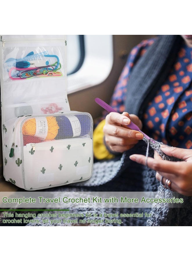 Generic Crochet Kit Beginners Crochet Hook Set with Crochet Yarn, 59PCS Portable Crochet Set with Ergonomic Crochet Hooks, Small Crochet Hooks, Travel Crochet Hook Case Full Knitting Crochet Supplies - Image 5
