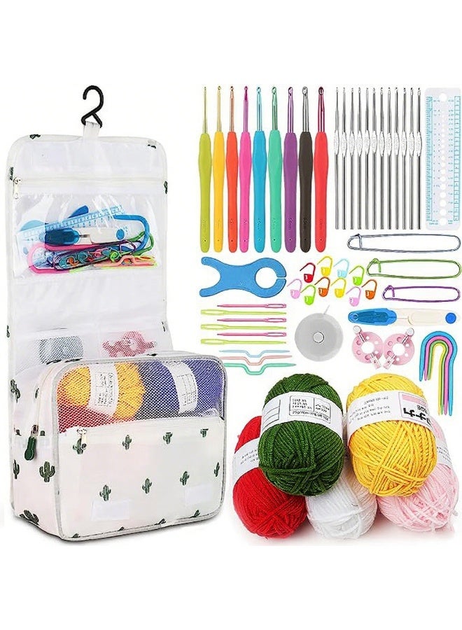 Generic Crochet Kit Beginners Crochet Hook Set with Crochet Yarn, 59PCS Portable Crochet Set with Ergonomic Crochet Hooks, Small Crochet Hooks, Travel Crochet Hook Case Full Knitting Crochet Supplies - Image 1