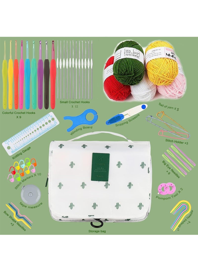 Generic Crochet Kit Beginners Crochet Hook Set with Crochet Yarn, 59PCS Portable Crochet Set with Ergonomic Crochet Hooks, Small Crochet Hooks, Travel Crochet Hook Case Full Knitting Crochet Supplies - Image 2