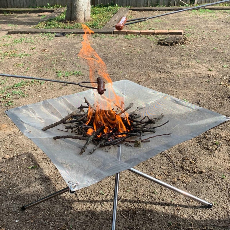 Portable Fire Pit Foldable Stainless Steel Mesh Fireplace with Carry Bag Outdoors Heat-Resistant Campfire Rack for Camping BBQ Picnic - Image 4