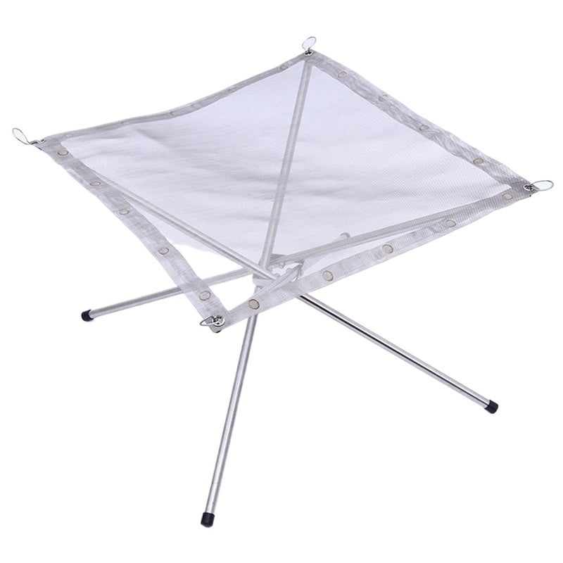 Portable Fire Pit Foldable Stainless Steel Mesh Fireplace with Carry Bag Outdoors Heat-Resistant Campfire Rack for Camping BBQ Picnic - Image 1