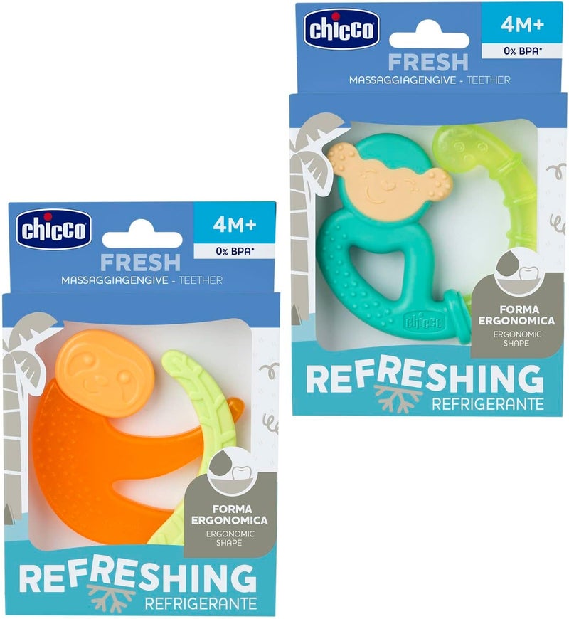 Chicco عضاضة شيكو فريش آند ريلاكس على شكل قرد أو كسلان 4 شهور وما فوق مملوءة بالماء المعقم - Image 4
