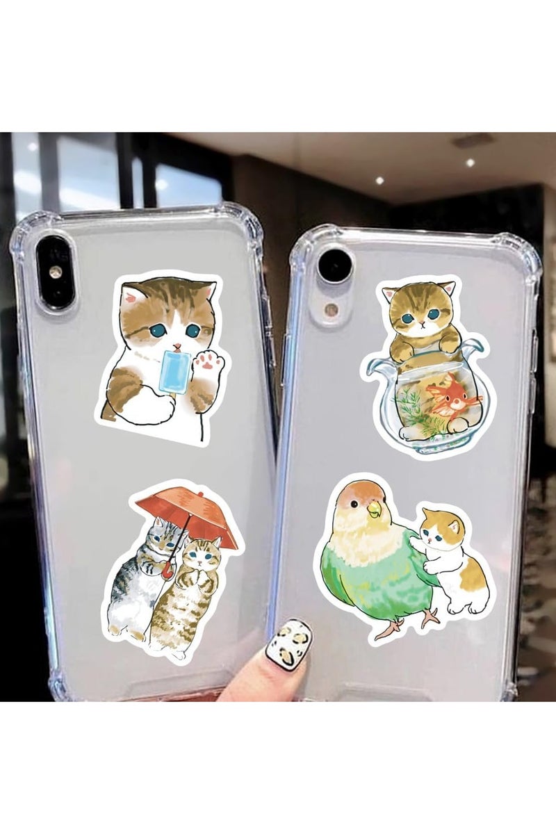 قوس قزح أورينبو ملصقات قطط مائية لطيفة، 50 قطعة من ملصقات القطط كاواي الحيوانية المقاومة للماء، مصنوعة من الفينيل لزجاجة الماء والكمبيوتر المحمول والهاتف ودفاتر القصاصات - Image 4