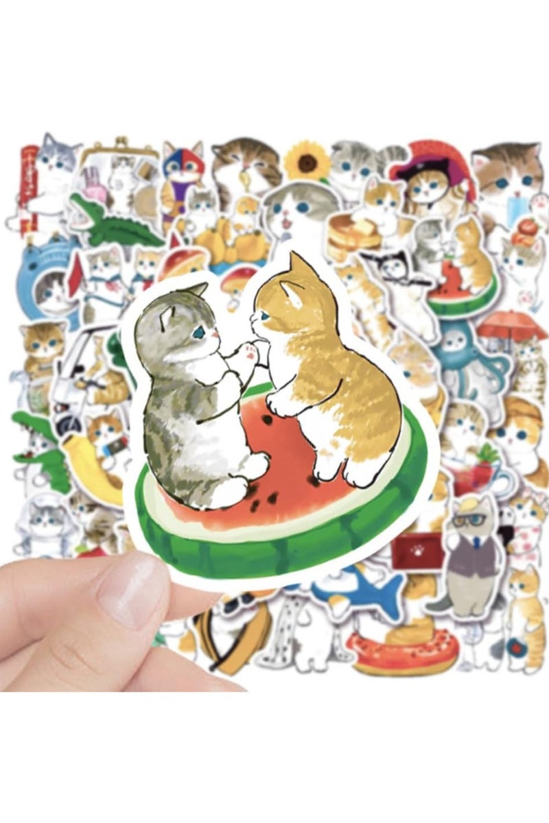 قوس قزح أورينبو ملصقات قطط مائية لطيفة، 50 قطعة من ملصقات القطط كاواي الحيوانية المقاومة للماء، مصنوعة من الفينيل لزجاجة الماء والكمبيوتر المحمول والهاتف ودفاتر القصاصات - Image 2