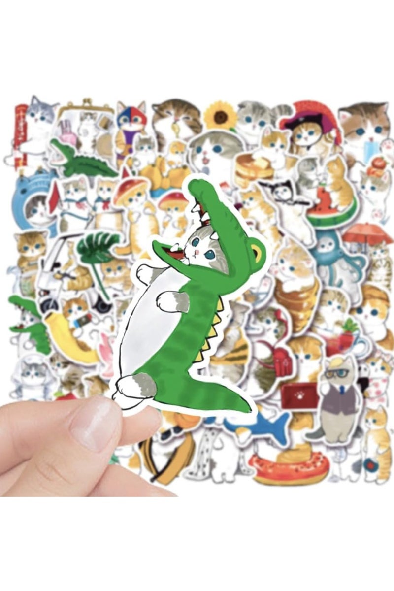 قوس قزح أورينبو ملصقات قطط مائية لطيفة، 50 قطعة من ملصقات القطط كاواي الحيوانية المقاومة للماء، مصنوعة من الفينيل لزجاجة الماء والكمبيوتر المحمول والهاتف ودفاتر القصاصات - Image 3