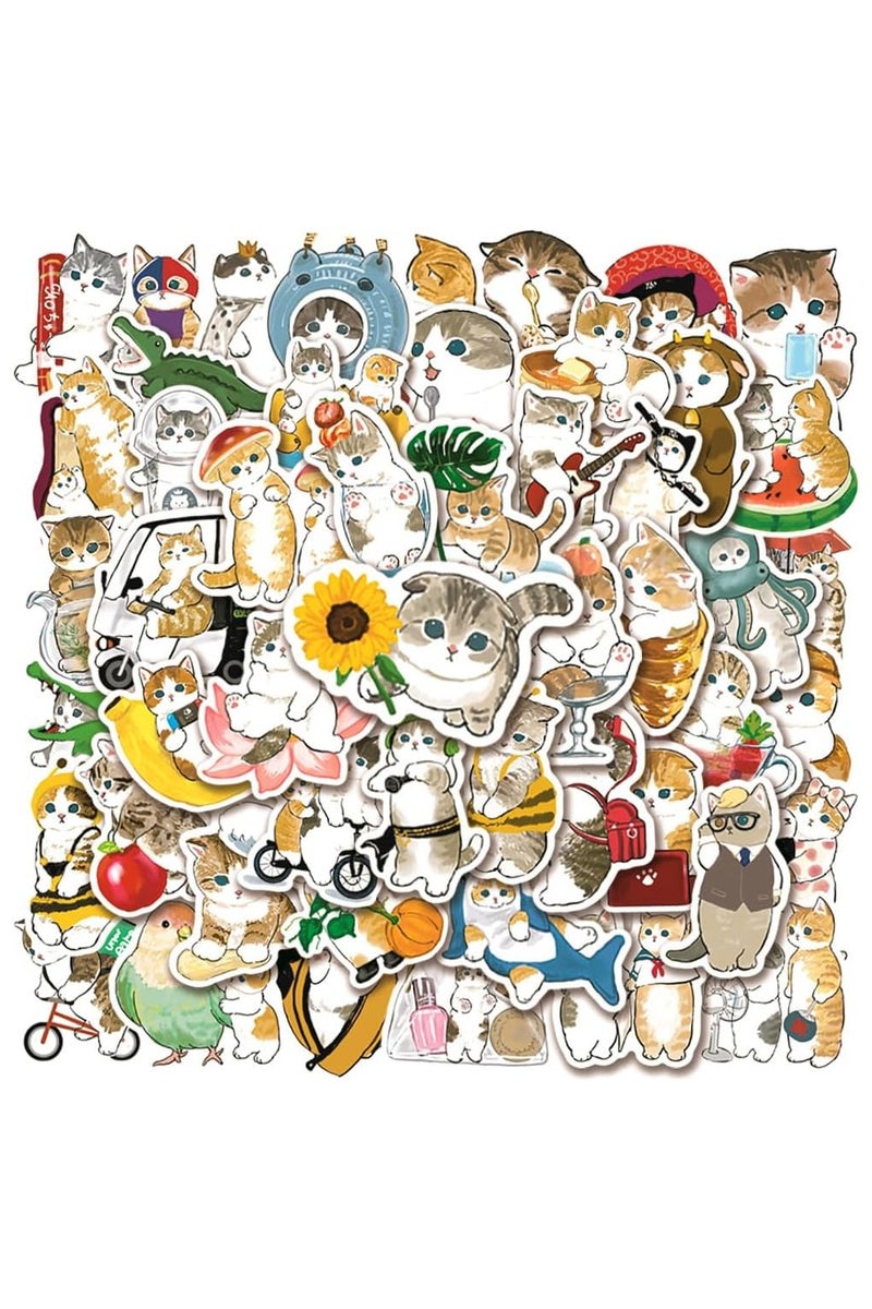 قوس قزح أورينبو ملصقات قطط مائية لطيفة، 50 قطعة من ملصقات القطط كاواي الحيوانية المقاومة للماء، مصنوعة من الفينيل لزجاجة الماء والكمبيوتر المحمول والهاتف ودفاتر القصاصات - Image 1
