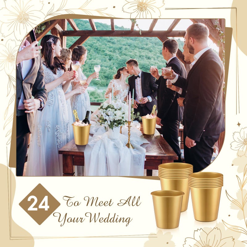 Layhit 24 Pcs Plastic Ice Buckets for Parties 3 Liters Wine Bucket Portable Ice Holder Disposable Wine Cooler for Party Wedding Party Beverages Champagne Soda and Beer (Gold) - Image 5