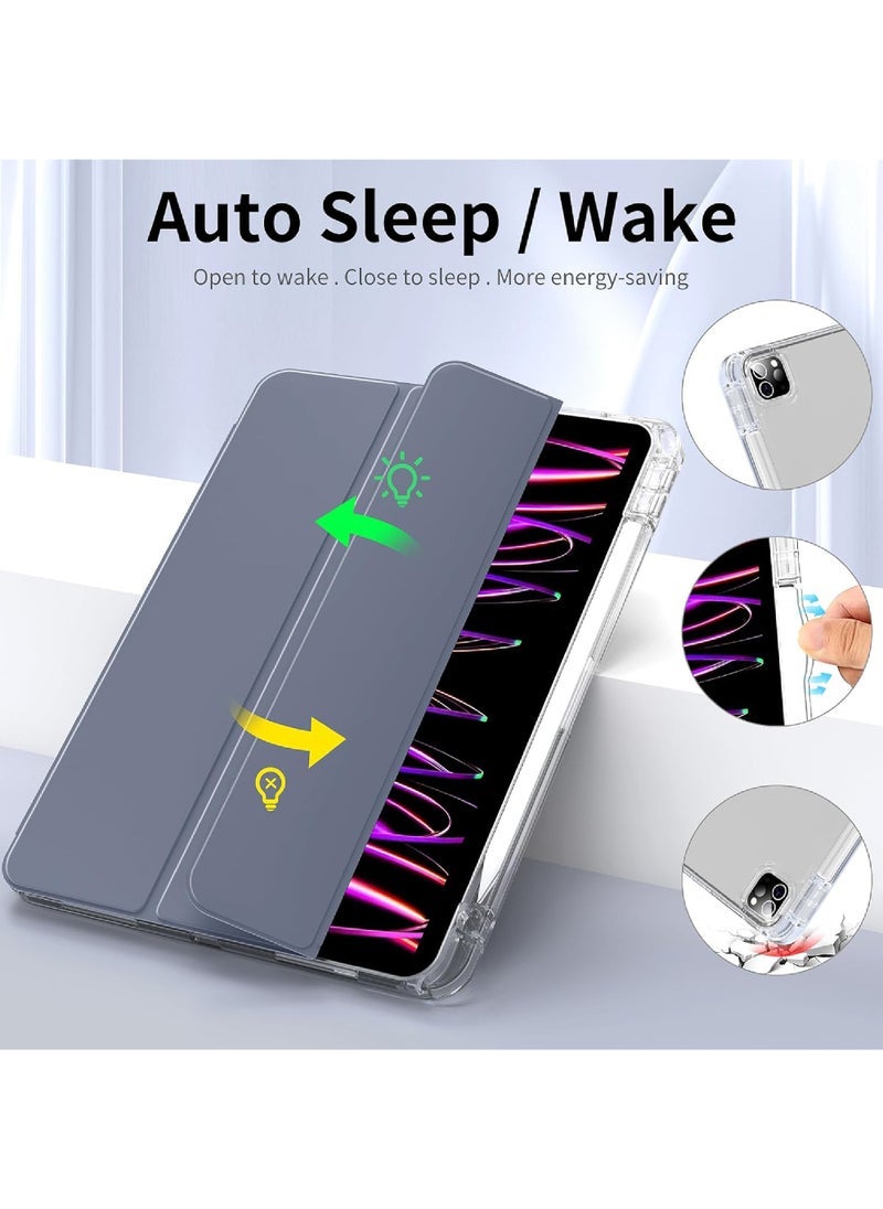 Captaintech 2024 iPad Pro 11 Case (M4/5th Gen) - Smart Tri-Fold Stand Cover with Pencil Holder | Clear Back Slim Design u0026 Auto Wake/Sleep - Image 3