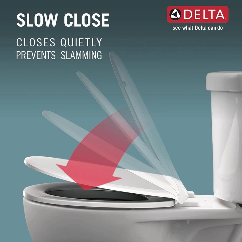 Delta Faucet Morgan Elongated Slow-Close White Toilet Seat with Non-Slip Seat Bumpers, White 811903-WH - Image 5