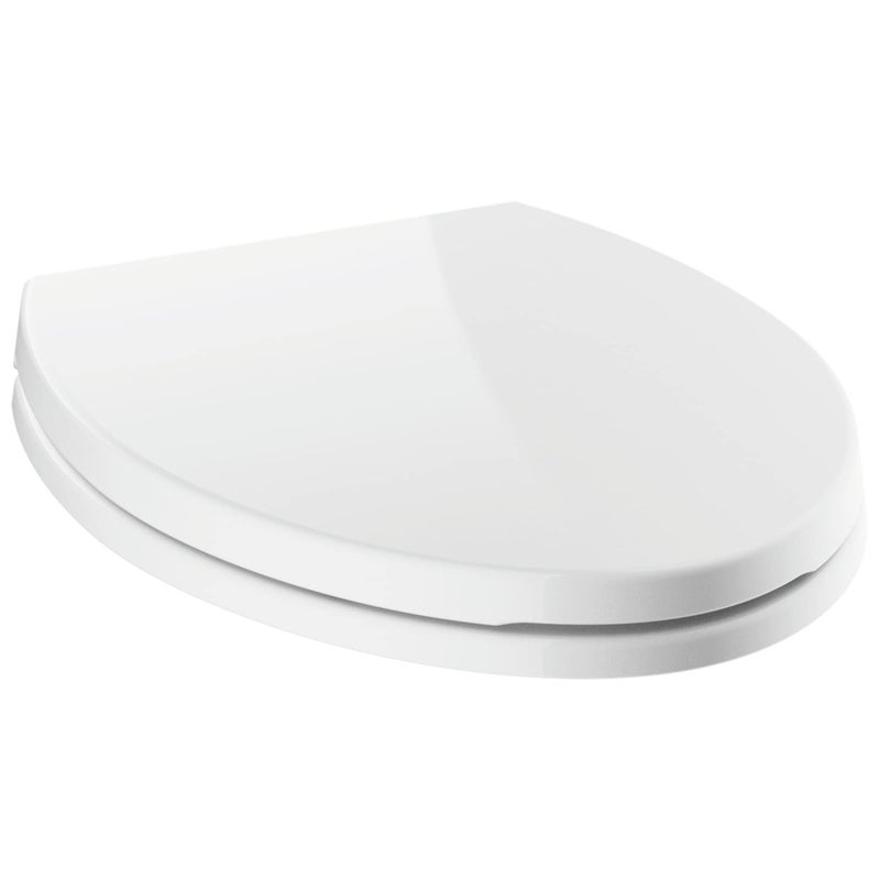 Delta Faucet Morgan Elongated Slow-Close White Toilet Seat with Non-Slip Seat Bumpers, White 811903-WH - Image 1