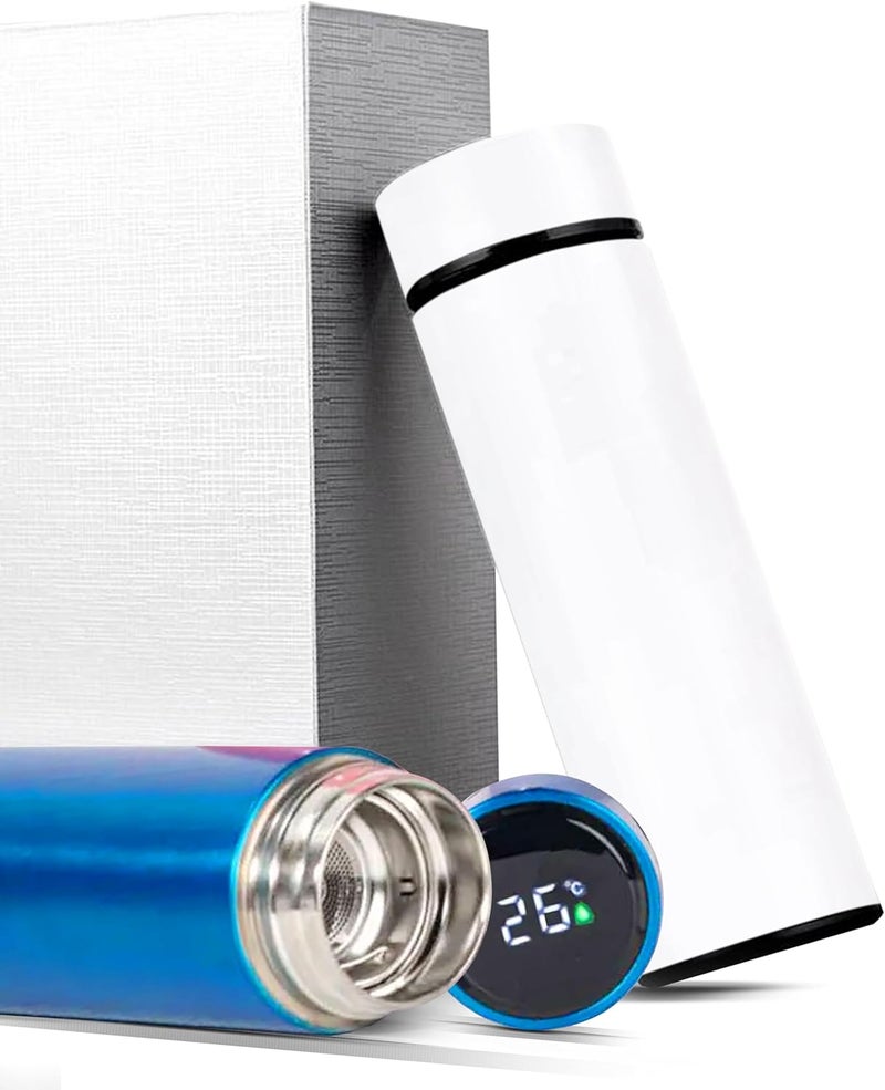 YANEK Smart Water Bottle Stainless Steel – Travel Mug with Smart LCD Touch Screen Temperature Display, Leak-Proof, Hot & Cold Beverage Flask, Ideal for Travel, Gym, Office, & Daily Use (WHITE) - Image 1
