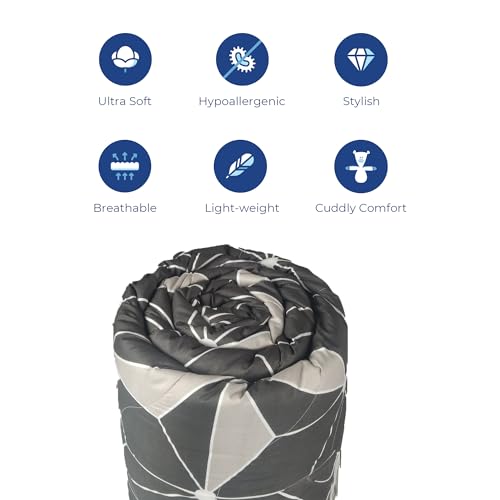 Zinnia Ultra Soft Microfibre Printed Comforter | (Print - Shapes) (Stroke Green and Red) - Image 2