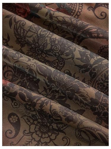 WDIRARA Women's Plus Size Boho Hippie Asymmetrical Skirt Paisley Floral Layered Ruffle High Low Long Skirts Brown 3X-Large Plus - Image 4