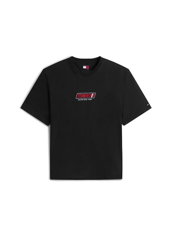 Tommy Jeans Black 90s Logo Embroidery Jersey T-Shirt for Men | Best Price UAE