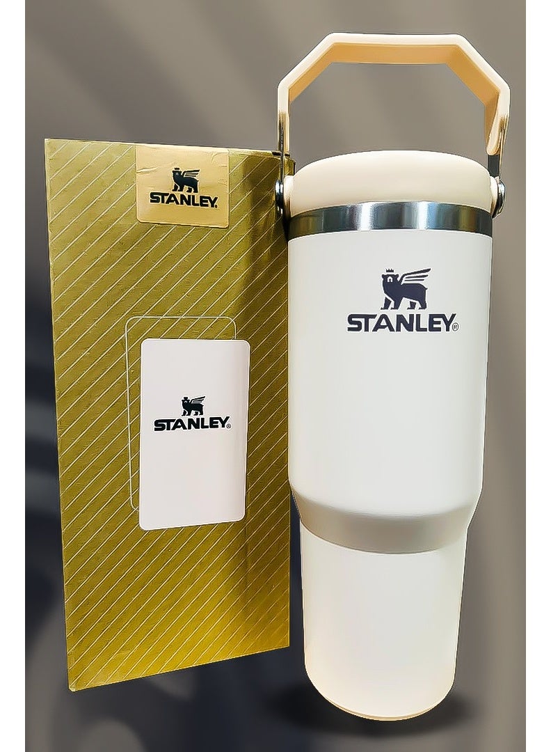 ستانلي Stanley 30oz Tumbler Stainless Steel Travel Mug with Straw BPA Free Eco Friendly and Dishwasher Safe Leakproof FlowState Lid Double Wall Insulated to Keep Drinks Hot for 16 Hours and Cold for 24 Hours Slim Base Fits Car Cup Holders Durable Ergonomic Handle for Travel Work or Outdoor Use  - Image 2