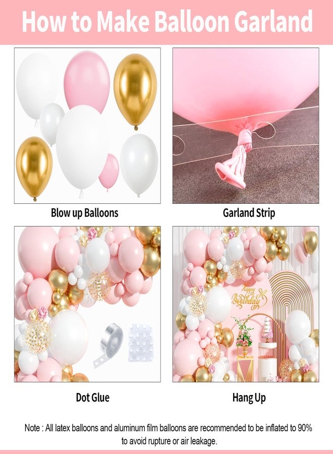 Biapian Pink and White Balloon Arch Kit, 121PCS Pink and Gold Balloon Garland Pastal Pink White Gold Confetti Balloons for Girls Birthday Baby Shower Wedding Bridal Shower Party Decorations - Image 3