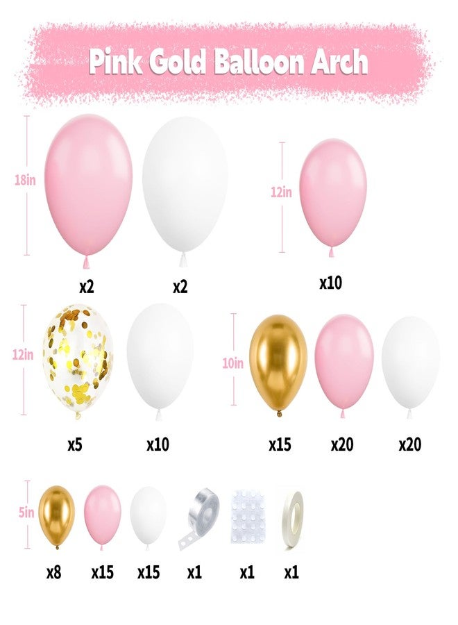Biapian Pink and White Balloon Arch Kit, 121PCS Pink and Gold Balloon Garland Pastal Pink White Gold Confetti Balloons for Girls Birthday Baby Shower Wedding Bridal Shower Party Decorations - Image 2