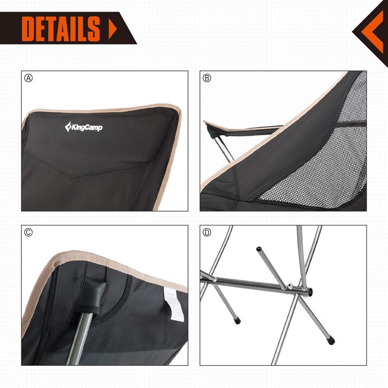 KingCamp كرسي كينغ كامب القابل للطي خفيف الوزن وقوي مع ظهر مرتفع ومساند للذراع وحامل أكواب، وزنه فقط 3.7 رطل - Image 3