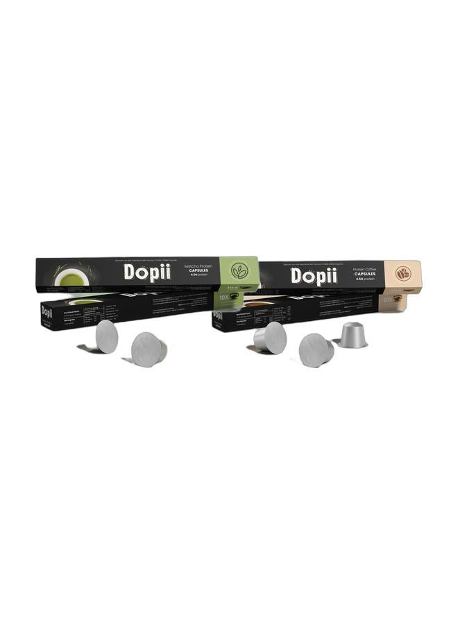 Dopii Matcha and Protein Capsules & Dopii Coffee with Protein Capsules Bundle - Image 1