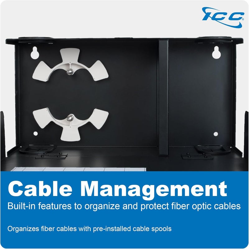 ICC Fiber Optic Wall Mount Enclosure – 2 Slots for LGX Compatible Adapter Panels or Cassettes (Sold Separately), Fiber Enclosure Supports up to 48 Fibers, Secure Fiber Management Solution, ICFODE21WM - Image 5